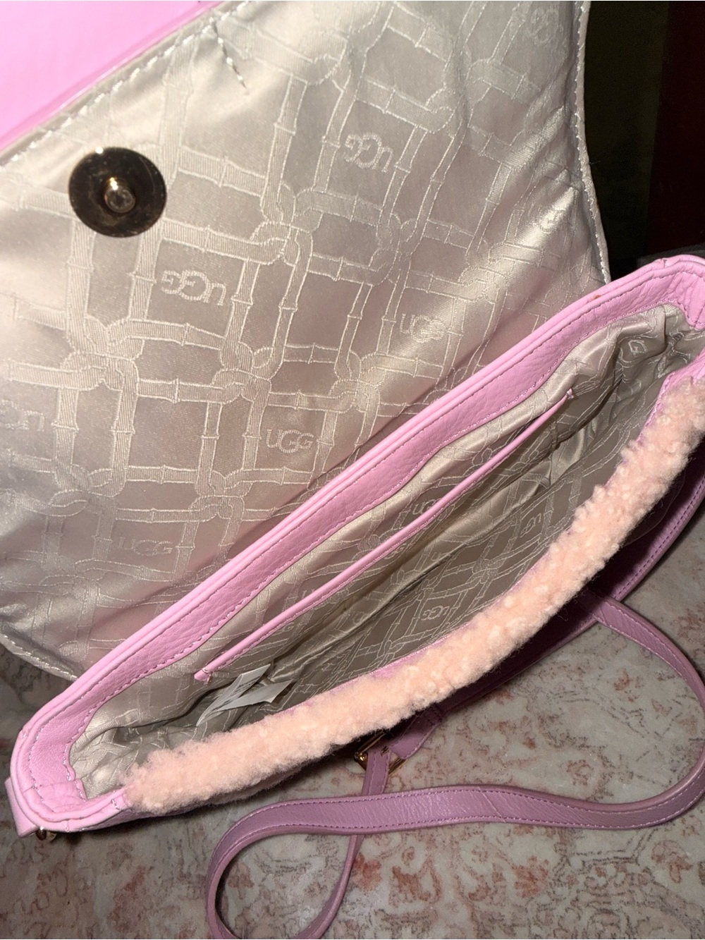 UGG Pink Shearling Dalton Crossbody Bag - Picture 2 of 2